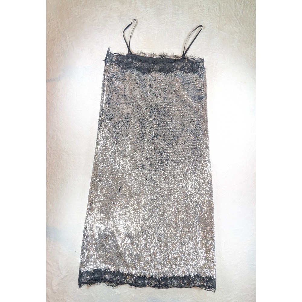 Lilly Sisto x Gianna Bini Allegra Sequin Lace Slip Dress Silver Size 6 NWT - Picture 4 of 12